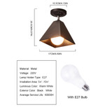 YWXLight LED Nordic Modern Hanging Lamp Creative Simple Pendant Light E27 Bulb Perfect for Kitchen Dining Room Bedroom Living Room (Color:Black Size: + Cold White)