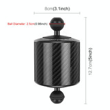 PULUZ 6.1 inch 15.5cm Length 80mm Diameter Dual Balls Carbon Fiber Floating Arm, Ball Diameter: 25mm, Buoyancy: 400g