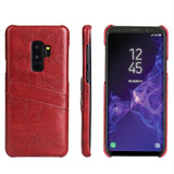 Fierre Shann Retro Oil Wax Texture PU Leather Case for Galaxy S9+, with Card Slots(Red)