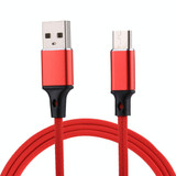 1m 2A Output USB to USB-C / Type-C Nylon Weave Style Data Sync Charging Cable(Red)