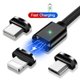 2 PCS ESSAGER Smartphone Fast Charging and Data Transmission Magnetic Cable with USB-C / Type-C Magnetic Head, Cable Length: 2m(Black)