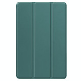 For Lenovo Tab P12/Xiaoxin Pad Pro 12.7 inch Custer Solid Color 3-Fold Stand Leather Tablet Case(Dark Green)