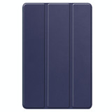 For Lenovo Tab P12/Xiaoxin Pad Pro 12.7 inch Custer Solid Color 3-Fold Stand Leather Tablet Case(Dark Blue)