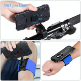 3 In 1 Four Jaws Detachable Swivel Arm Wrist Strap Bicycle Holder For 4.5-6.5 inch Phones(Black)