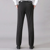 Men Summer Thin Casual Pants Suit Pants Loose Straight Stretch Chilled Silk Pants, Size: 36(Black)