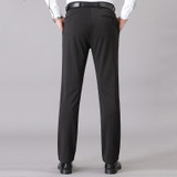 Men Summer Thin Casual Pants Suit Pants Loose Straight Stretch Chilled Silk Pants, Size: 38(Black)