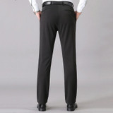 Men Summer Thin Casual Pants Suit Pants Loose Straight Stretch Chilled Silk Pants, Size: 33(Black)