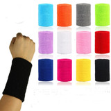 10pcs 8x8cm Women Men Solid Color Cotton Sport Sweatband Brace Wraps Guards(Orange)