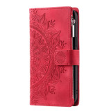 For Samsung Galaxy A71 5G Multi-Card Totem Zipper Leather Phone Case(Red)