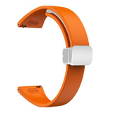 For Samsung Galaxy Watch 6 / 6 Classic Magnetic Silver Buckle Slim Silicone Watch Band(Orange)