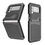For Samsung Galaxy Z Flip4 LK Metal Shockproof Life Waterproof Dustproof Phone Case with Folding Holder(Black)