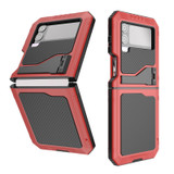 For Samsung Galaxy Z Flip4 LK Metal Shockproof Life Waterproof Dustproof Phone Case with Folding Holder(Red)