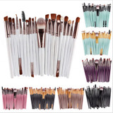 20pcs/set Wooden Handle Makeup Brush Set Beauty Tool Brushes(Coffee)