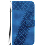 For Motorola Edge 40 7-shaped Embossed Leather Phone Case(Blue)