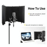 XTUGA P75 Foldable Recording Microphone Isolation Shield