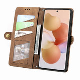 For Xiaomi Mi 11 Ultra Geometric Zipper Wallet Side Buckle Leather Phone Case(Brown)