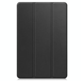 For Google Pixel Tablet Custer Pure Color 3-Fold Holder Smart Leather Tablet Case(Black)