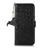 For Samsung Galaxy S23 FE 5G Ostrich Pattern Genuine Leather RFID Phone Case(Black)