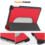 For Google Pixel Tablet Custer Pure Color 3-Fold Holder Smart Leather Tablet Case(Red)