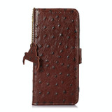 For Samsung Galaxy S23 FE 5G Ostrich Pattern Genuine Leather RFID Phone Case(Coffee)