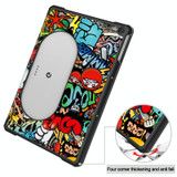 For Google Pixel Tablet Custer Painted 3-Fold Holder Smart Leather Tablet Case(Graffiti)