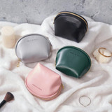 PU Leather Waterproof Portable Cosmetic Bag Multifunctional Mini Coin Purse(Black)