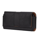 For 6.7-6.9 inch Mobile Phone Cowhide Texture Oxford Cloth Stitching Horizontal Waist Bag(Black)