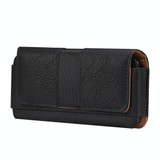 For 6.2-6.5 inch Mobile Phone Cowhide Texture Oxford Cloth Stitching Horizontal Waist Bag(Black)