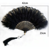 Vintage Style Flapper Hand Fan Embroidered Flower Marabou Feather Fan(Pink)