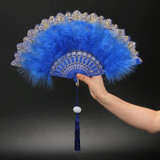 Vintage Style Flapper Hand Fan Embroidered Flower Marabou Feather Fan(Pink)