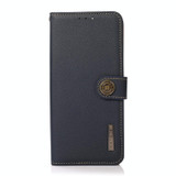 For Samsung Galaxy S23 FE KHAZNEH Custer Genuine Leather RFID Phone Case(Blue)