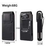 7.8 x 17 x 2.5cm Fold Phone Waist Pack Leather Case(Black)