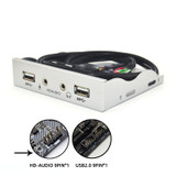 3.5-Inch  2 USB 2.0+HD AUDIO Port Desktop PC Case Floppy Drive Front Panel(Silver White)