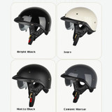 SOMAN Motorcycle Half Helmet Adjustable Helmet With Inner Mirror, Size: L(White with Transparent Mirror)