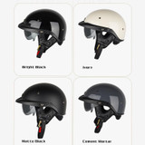 SOMAN Motorcycle Half Helmet Adjustable Helmet With Inner Mirror, Size: XXL(White with Transparent Mirror)