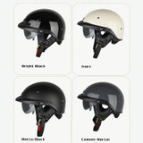 SOMAN Motorcycle Half Helmet Adjustable Helmet With Inner Mirror, Size: L(Matt Black)