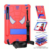 For Samsung Galaxy Tab S7 / S8 Spider Texture Silicone Hybrid PC Tablet Case with Shoulder Strap(Red + Blue)
