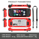 For Steam Deck Shockproof Game Console Case with Holder & Shoulder Strap(Red+Transparent)