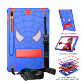 For Samsung Galaxy Tab S7 FE / S7+ / S8+ Spider Texture Silicone Hybrid PC Tablet Case with Shoulder Strap(Blue + Red)