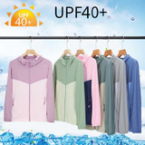 UPF40+ Men and Women Summer High Elasticity Ice Silk Sunscreen Clothing Sports Coat, Size:L(Light Green-Female)