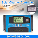 YCX-003 30-100A Solar Charging Controller with LED Screen & Dual USB Port Smart MPPT Charger, Model: 12/24/36/48/60V 40A