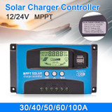 YCX-003 30-100A Solar Charging Controller with LED Screen & Dual USB Port Smart MPPT Charger, Model: 12/24/36/48/60V Wifi 100A