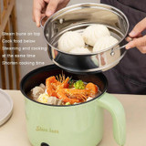 18cm Fast / Slow Gear+Non-stick Pot+Stainless Steel Steaming Grid Multifunctional Mini Electric Cooker(UK Plug Green)