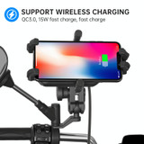 WUPP CS-1848B1 15W Motorcycle Wireless Fast Charging Phone Navigation Holder, Style:Rearview Mirror Type