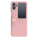 For OPPO Find N2 Flip NILLKIN Skin Feel Liquid Silicone Phone Case With Finger Strap(Pink)