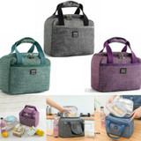 Portable Lunch Bag Thermal Insulated Lunch Box Tote Cooler Handbag 24  x 17 x 14cm(Gray)