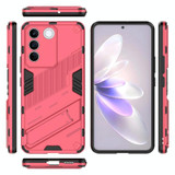 For vivo S16e 5G Punk Armor 2 in 1 PC + TPU Shockproof Phone Case with Invisible Holder(Light Red)