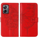 For Realme 10 Pro 5G Embossed Butterfly Leather Phone Case(Red)