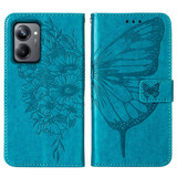 For Realme 10 Pro 5G Embossed Butterfly Leather Phone Case(Blue)