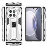 For vivo X90 Pro 5G Supersonic PC + TPU Shock-proof Protective Phone Case with Holder(Silver)